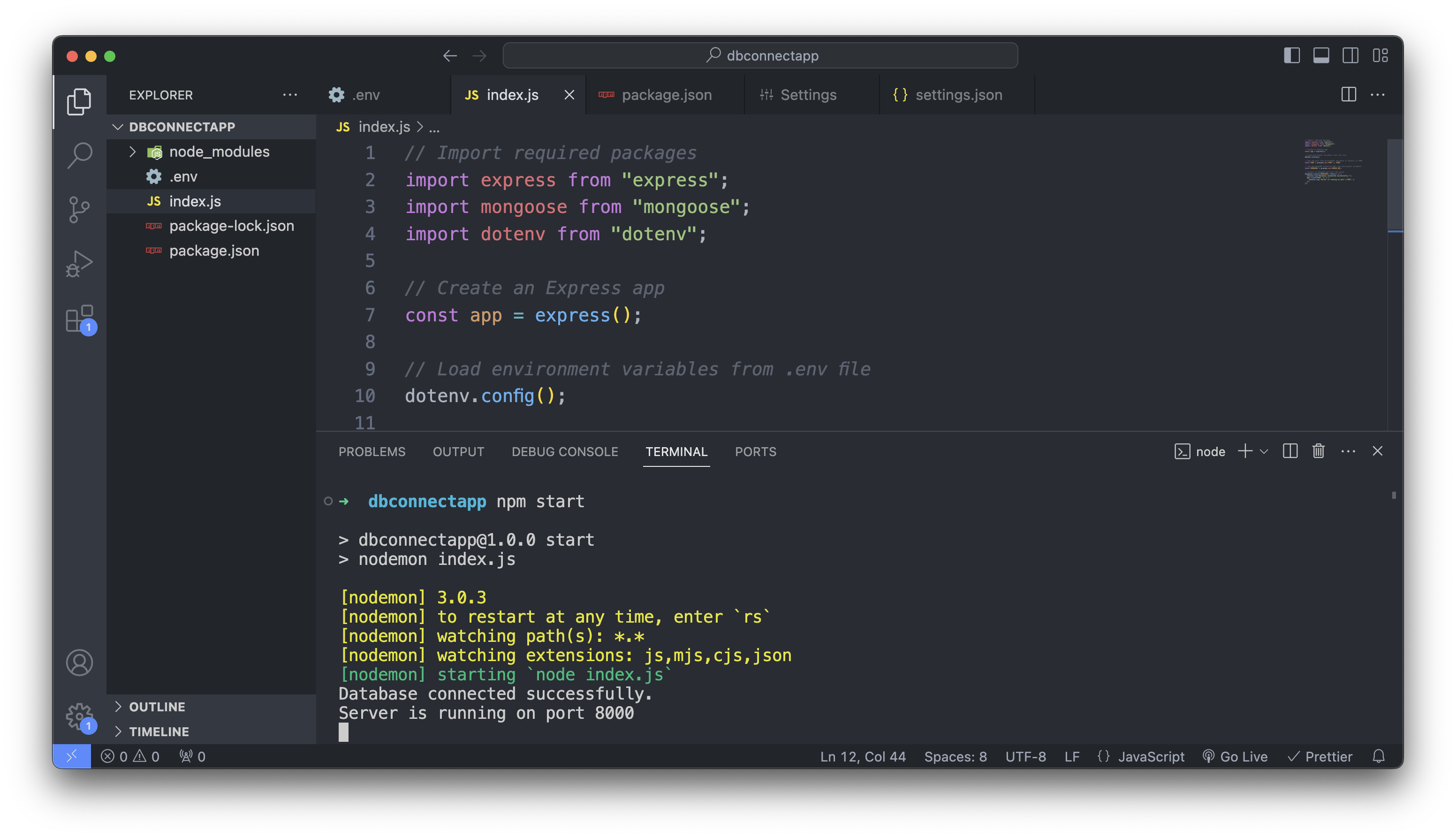 Database / Port Connection Successful mongodb