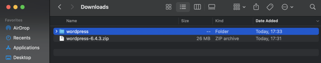 Download WordPress and Extract it
