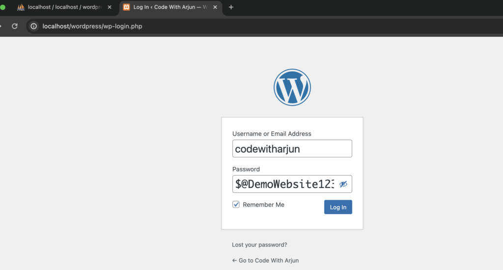 WordPress Admin Login Page